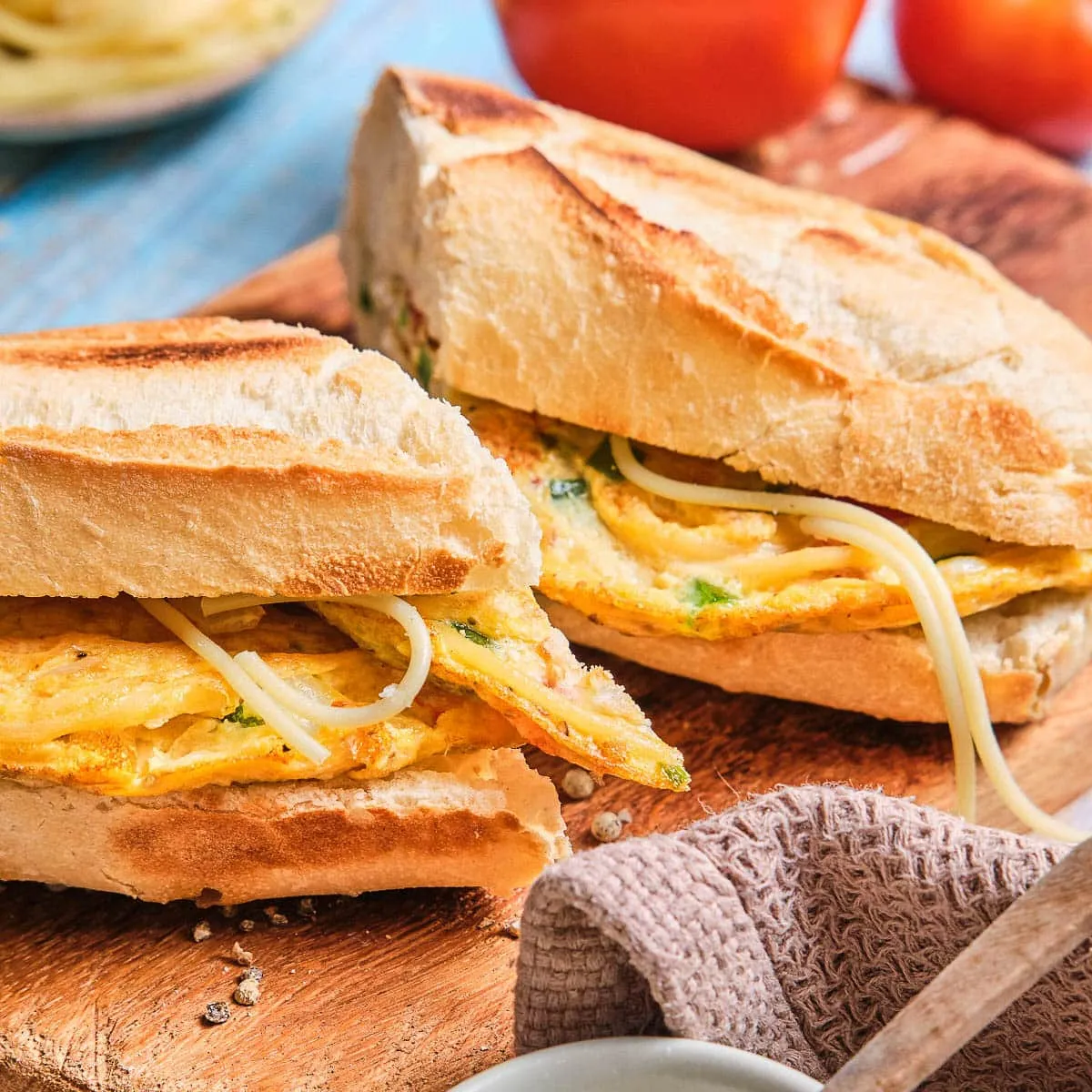 Cameroonian Spaghetti Omelette Sandwich