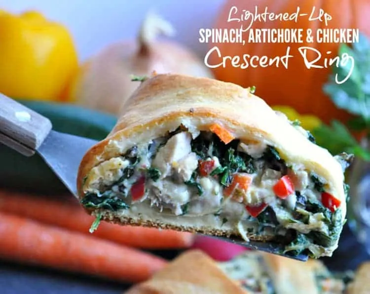 A Chicken Crescent Ring with Spinach and Artichokes