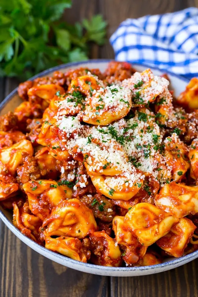 Cheese Tortellini with Meat Sauce