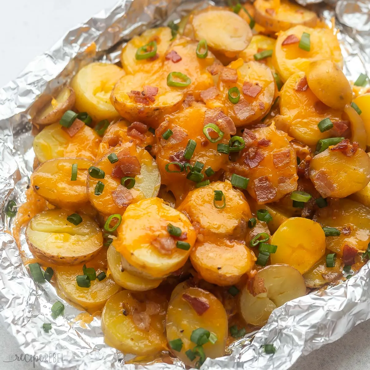 Cheesy Grilled Potatoes with Bacon + VIDEO
