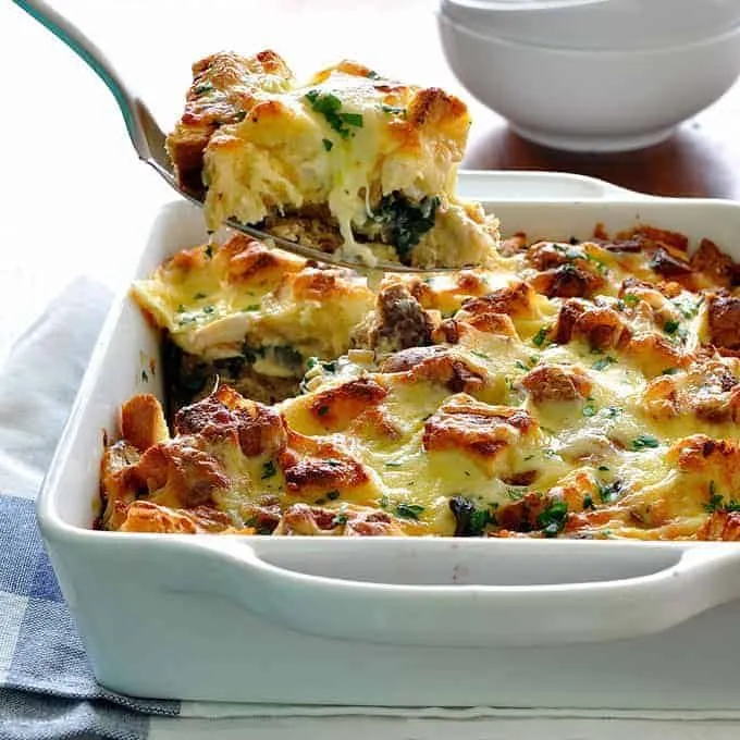 Chicken and Spinach Strata