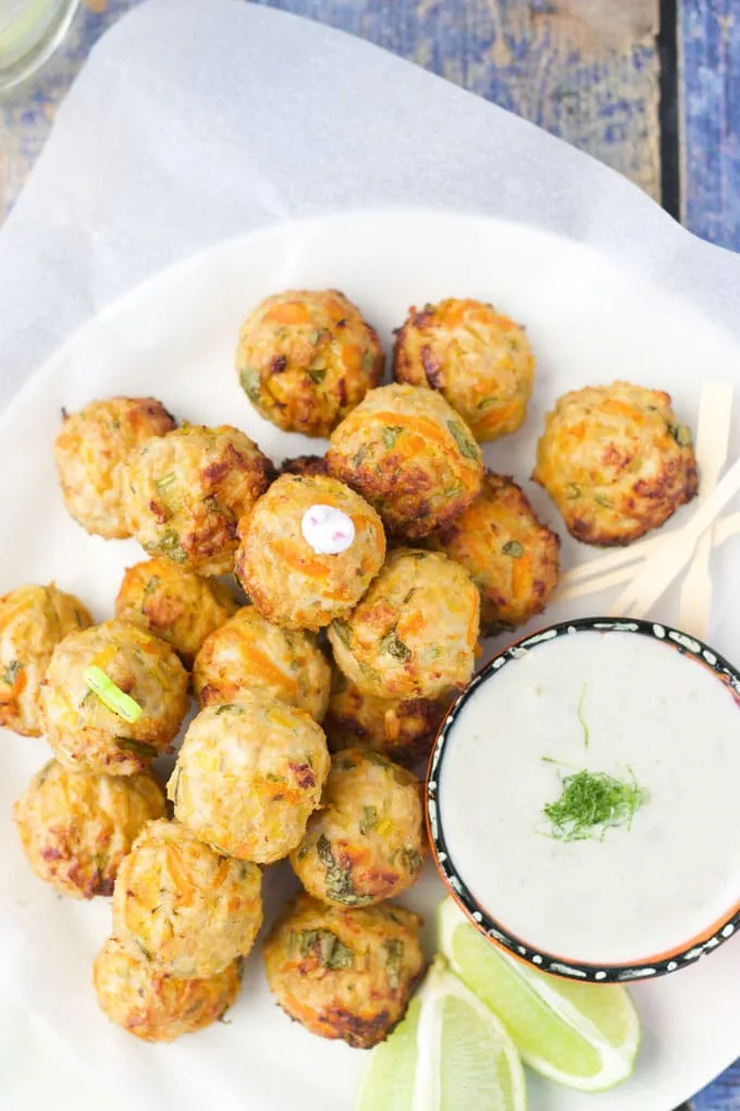 Chicken Meatballs with a Lemongrass and Ginger Dip.