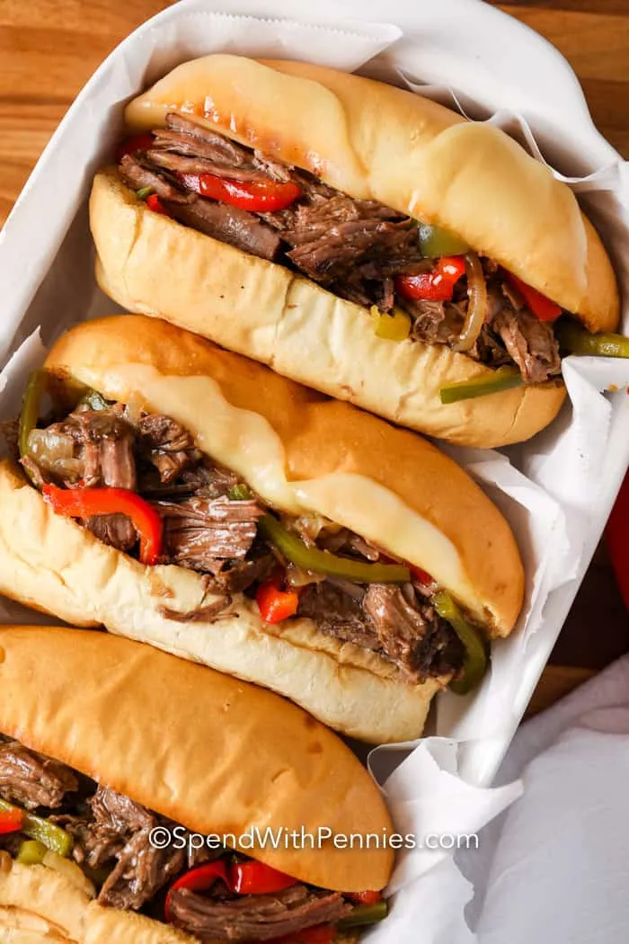 Crockpot Philly Cheesesteak Sandwiches