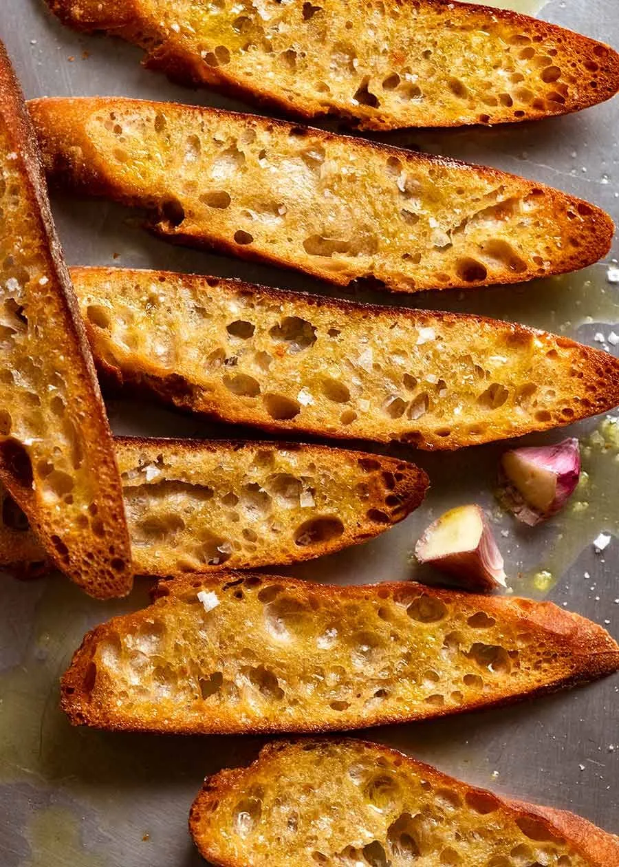 Crostini - toasted bread for toppings and dunking