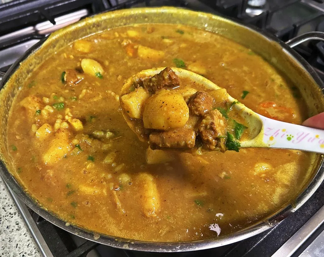 Curry Aloo with Leftover Stewed Pork