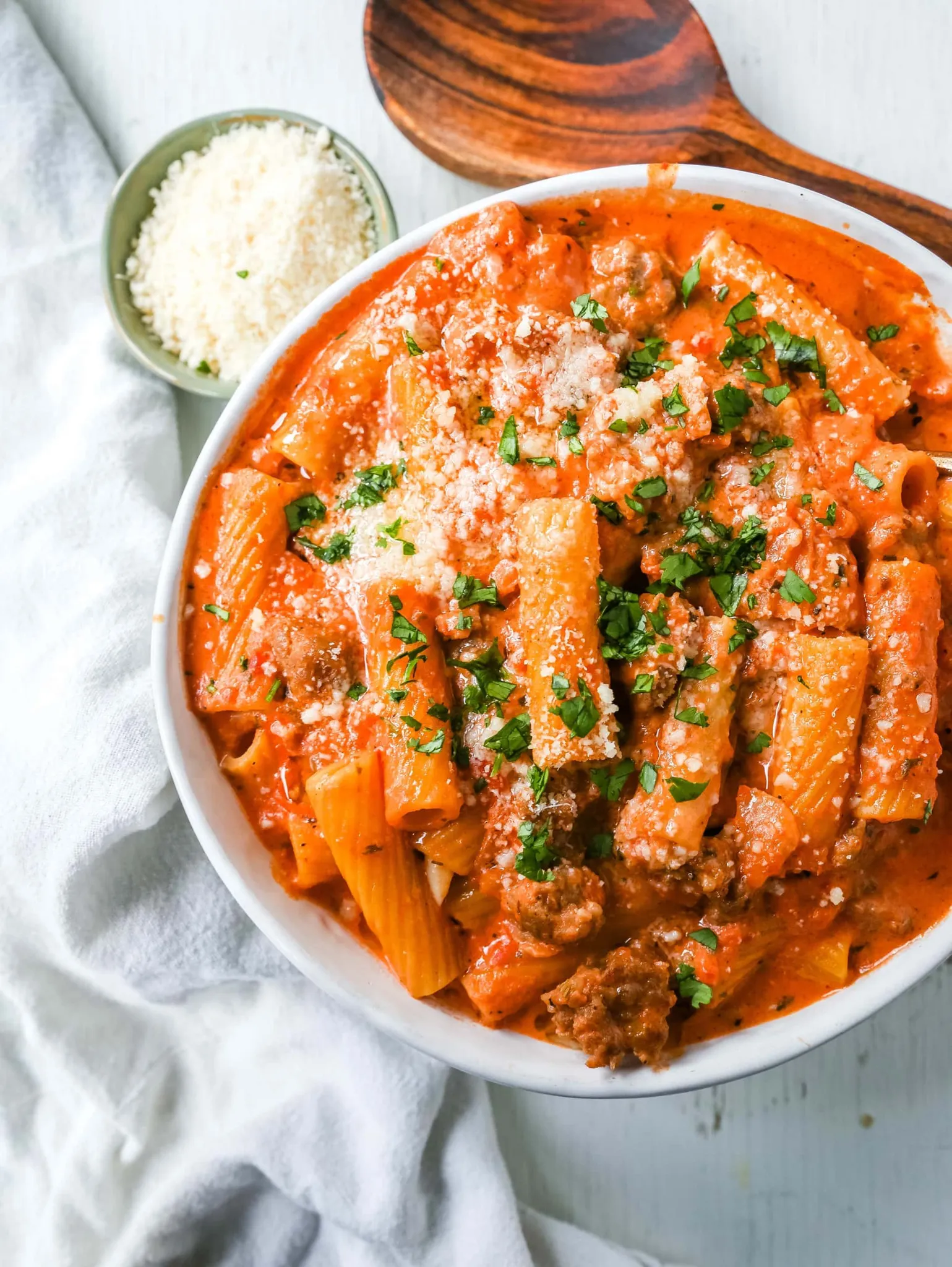 "Date Me" Creamy Sausage Rigatoni Pasta
