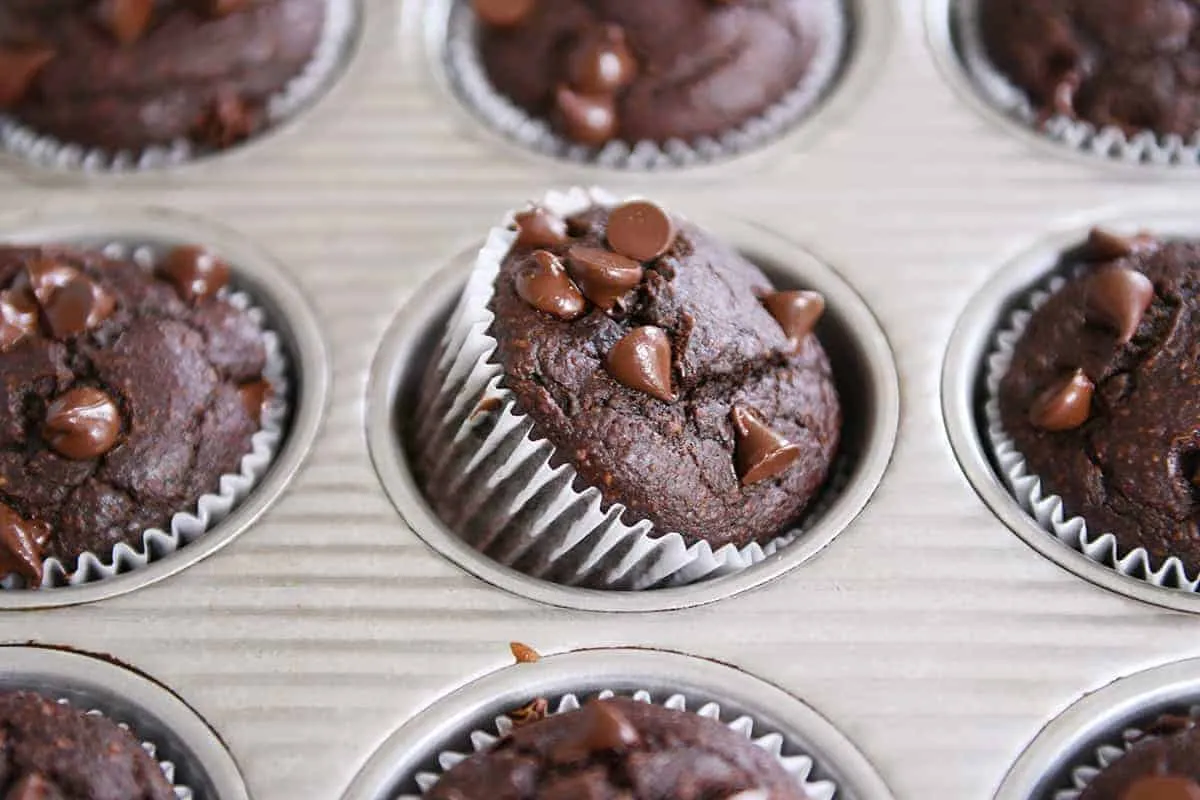 Double Chocolate Banana Blender Muffins {Gluten-Free}