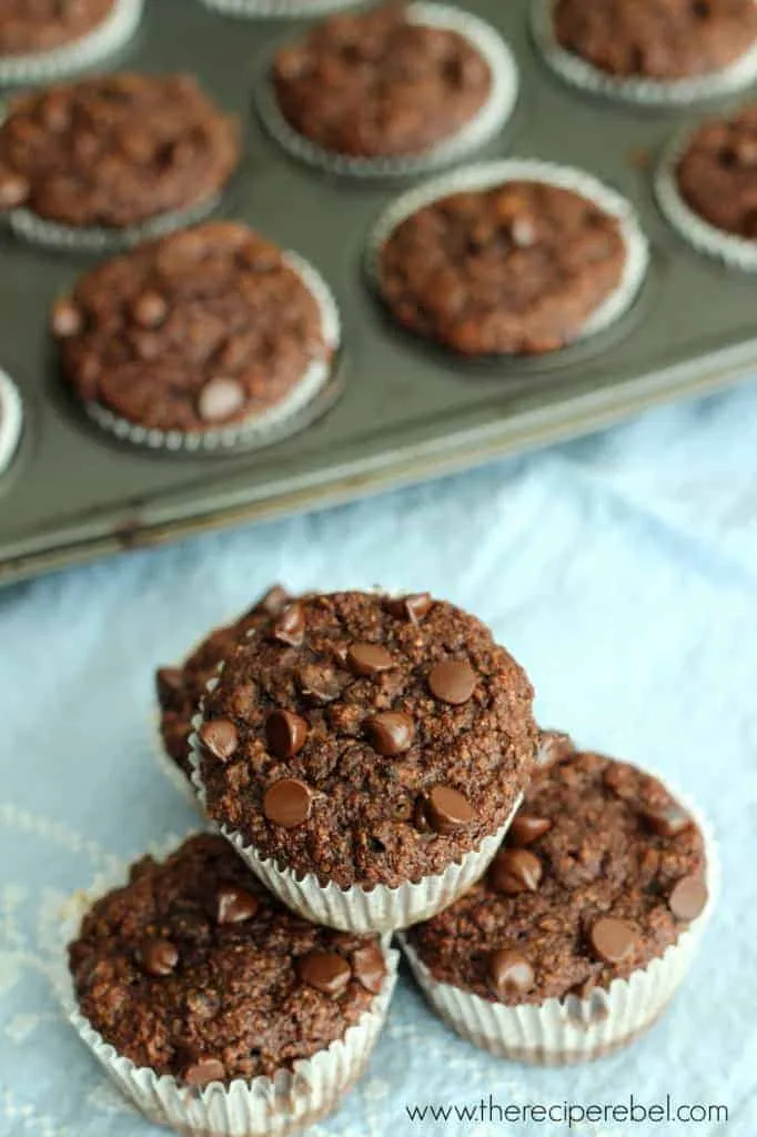 Double Chocolate Banana Bran Muffins