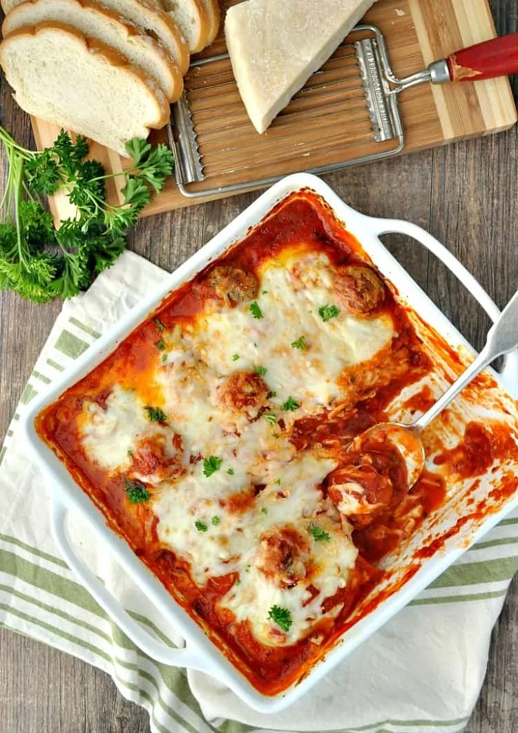 Dump and Bake Meatball Ravioli Casserole