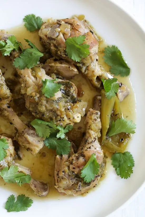 Easy Braised Chicken Drumsticks in Tomatillo Sauce