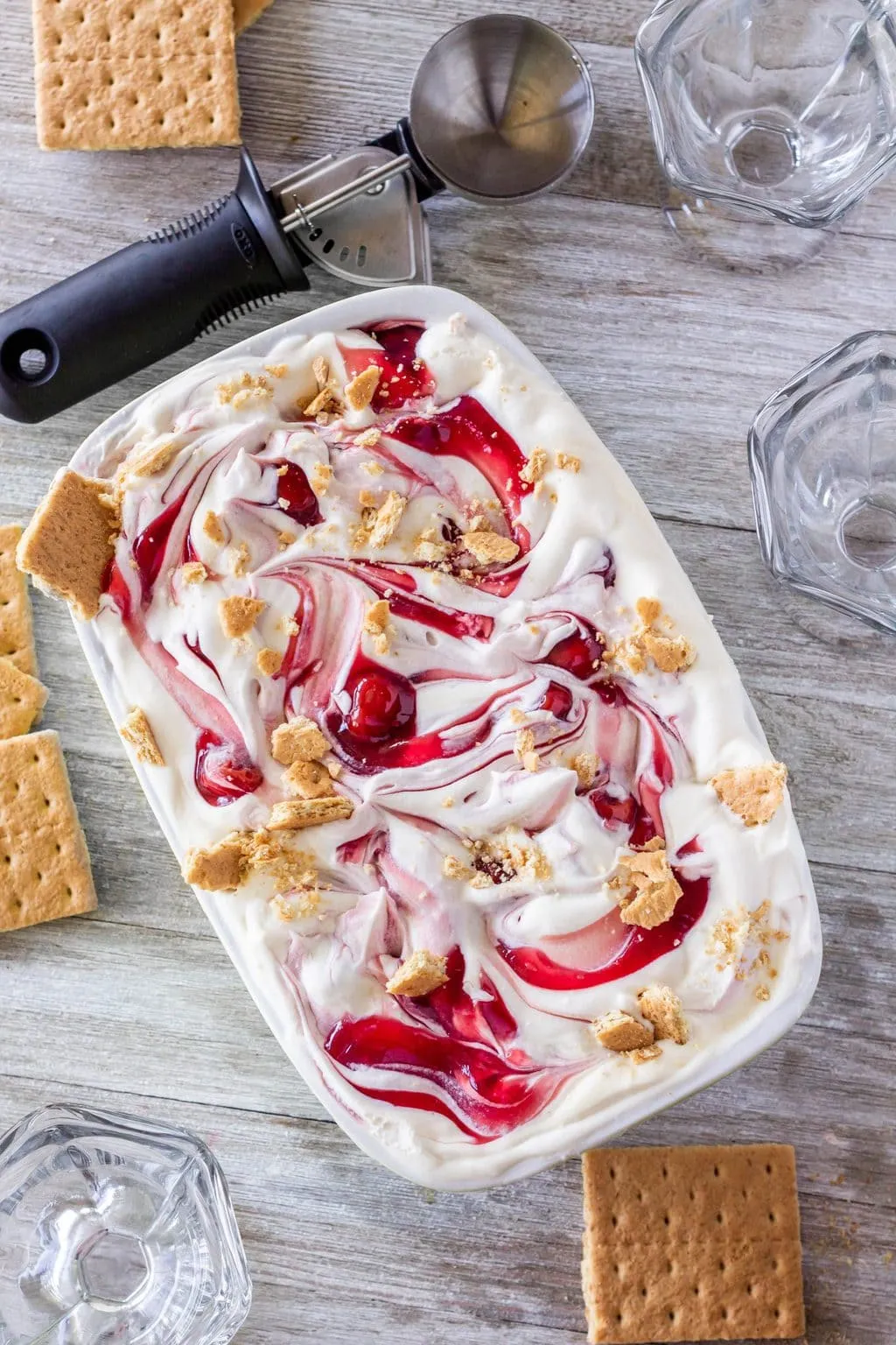 Easy Cherry Cheesecake Ice Cream