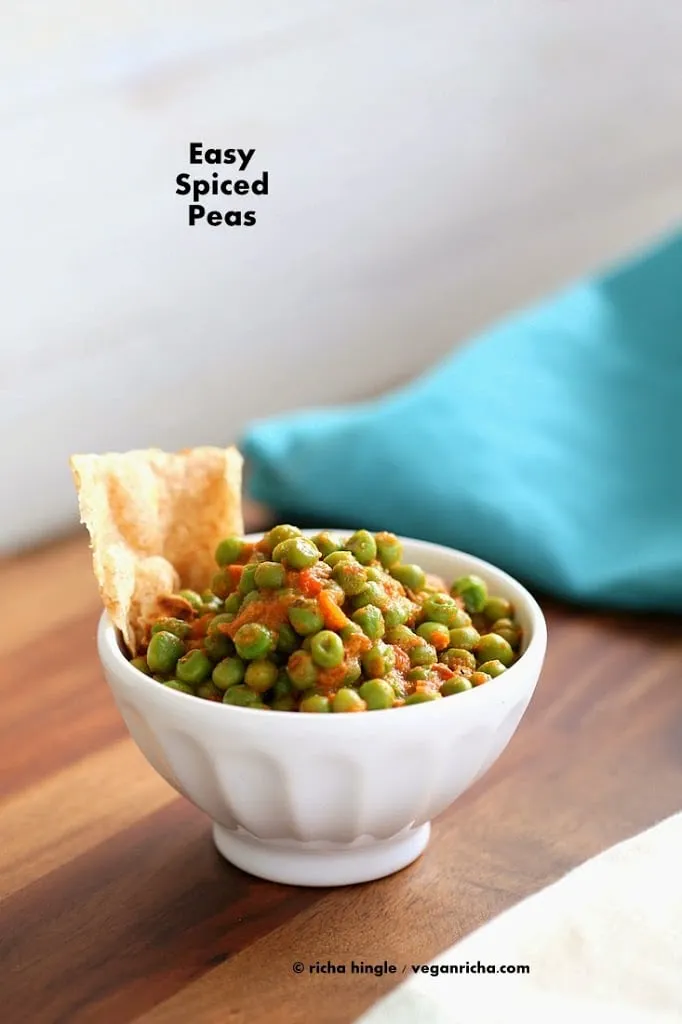 Easy Indian Spiced Peas with Tomato sauce. Vegan Glutenfree Recipe