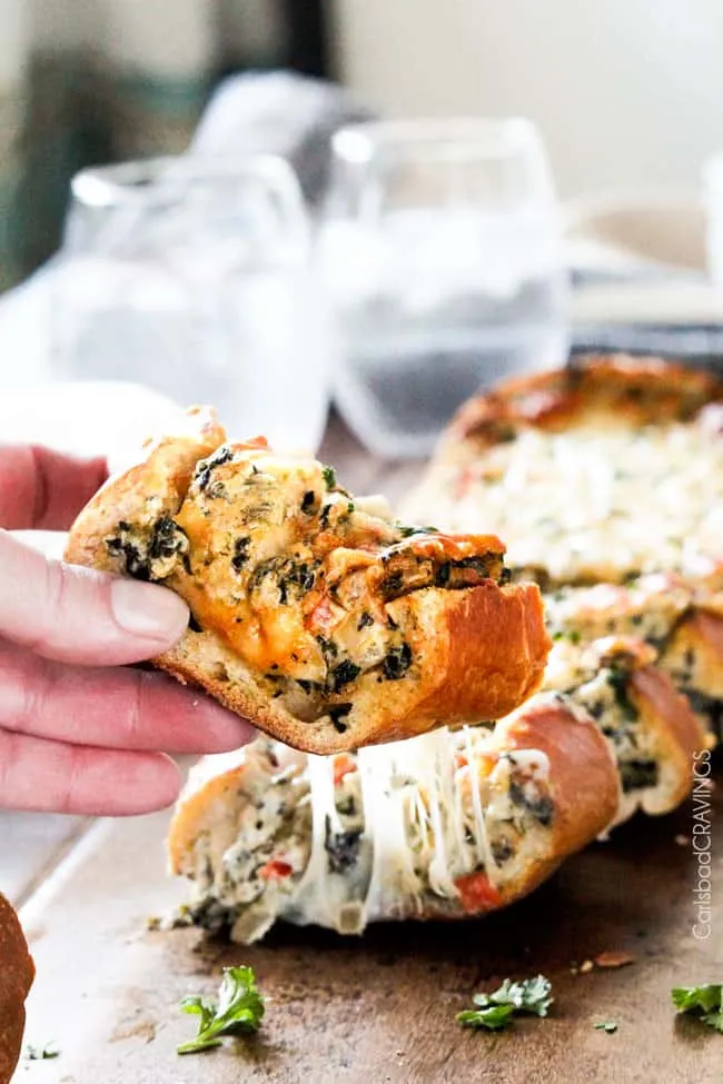 Easy Spinach Dip Stuffed French Bread