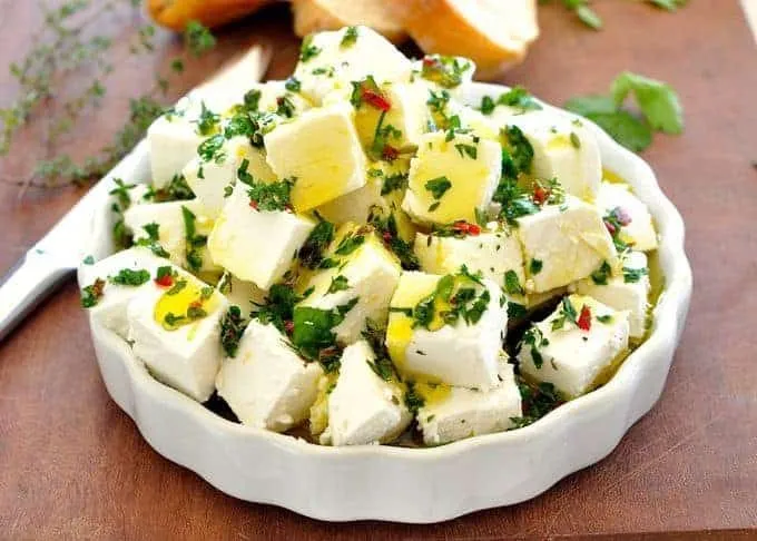 Feta Marinated with Herbs and Chilli