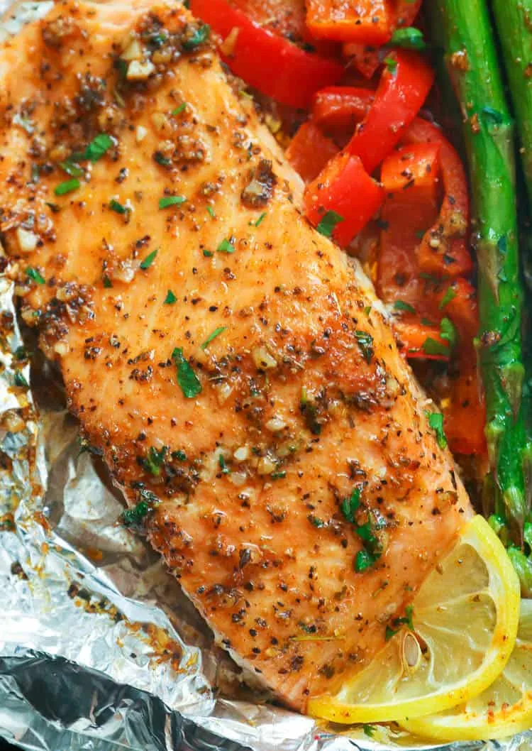 Garlic Butter Salmon in Foil Paper