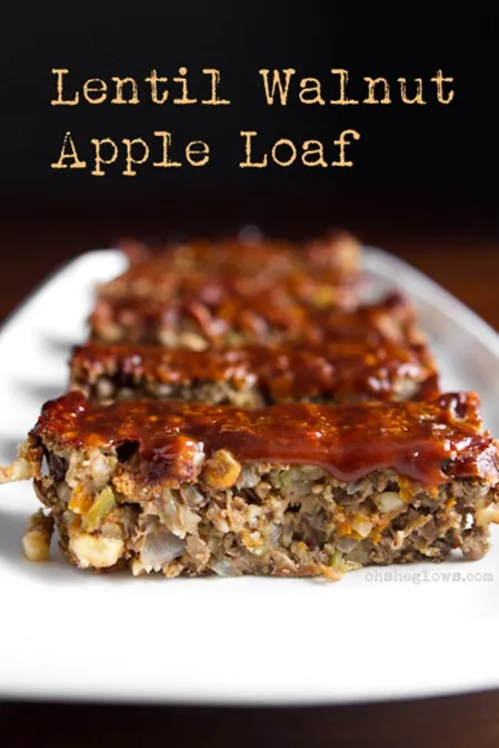 Glazed Lentil Walnut Apple Loaf, Revisited