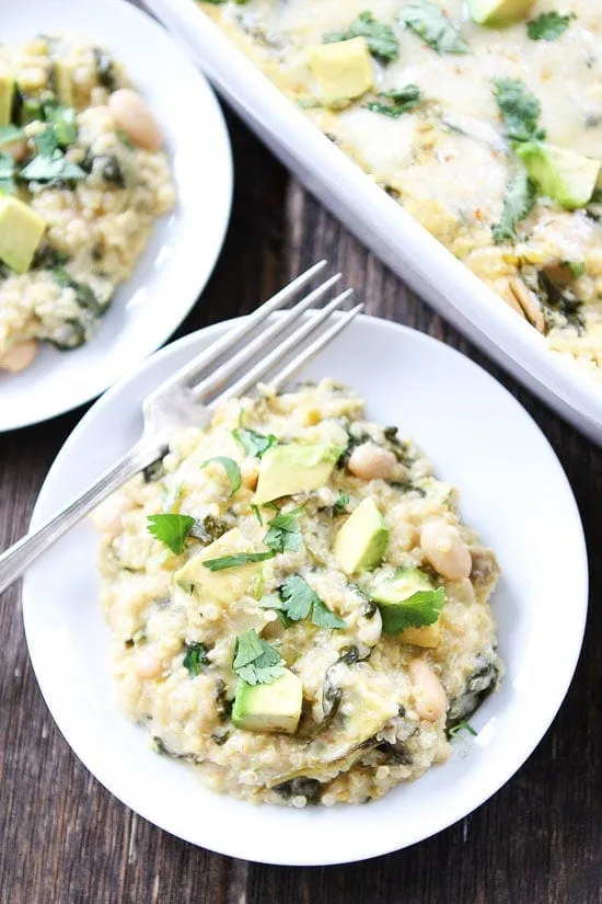 Green Chile Enchilada Quinoa Bake