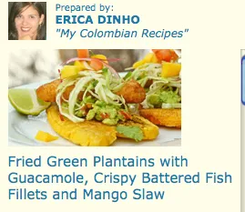 Green Plantains with Guacamole, Crispy Fish Fillets and Mango Slaw