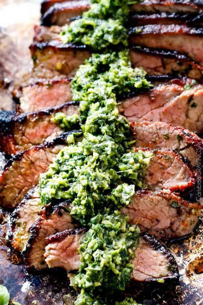 Grilled Asian Steak with Cilantro Basil Chimichurri