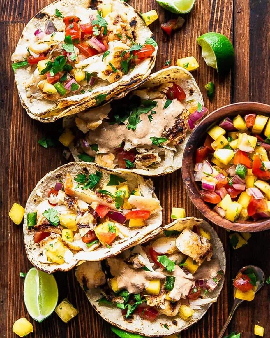 Grilled Fish Tacos with Mango Salsa