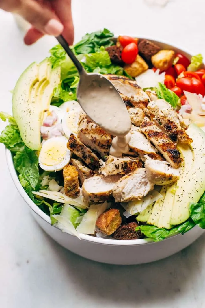 Grilled Romaine Chicken Caesar Cobb Salad