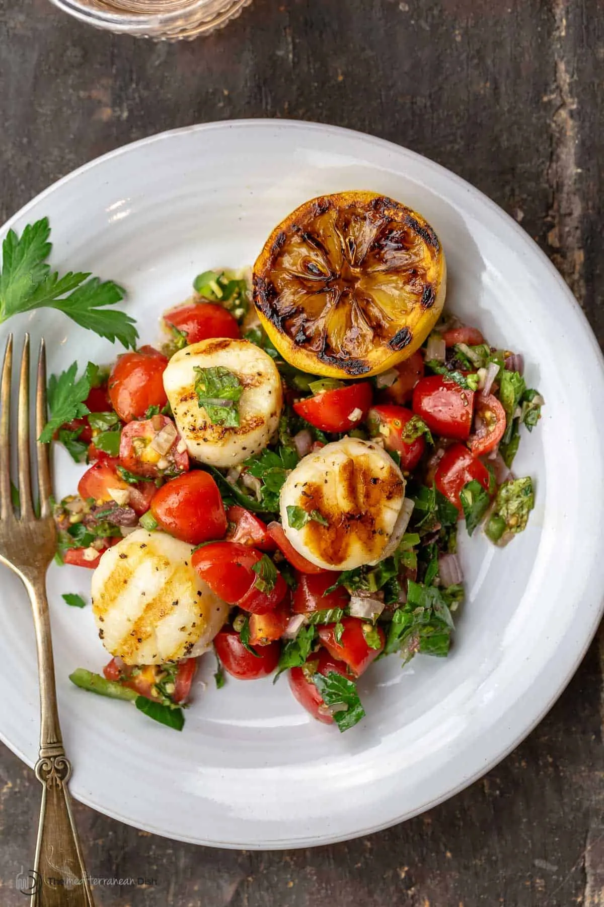 Grilled Scallops with Mediterranean-Style Tomato Salsa