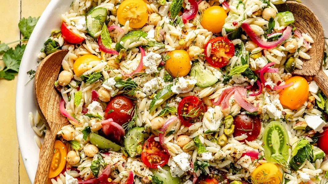 Herby Chickpea and Feta Pasta Salad