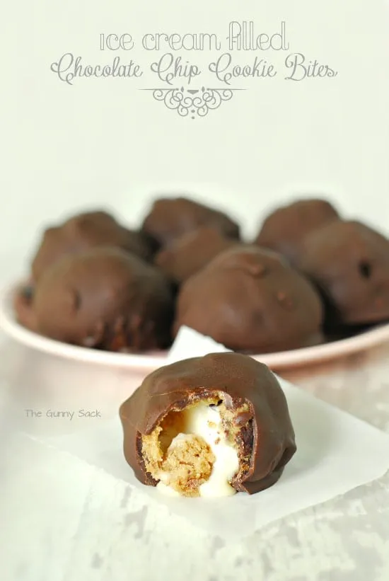 Ice Cream Filled Chocolate Chip Cookie Bites