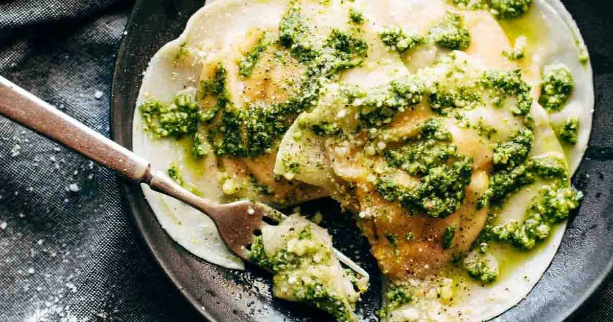 Jumbo Butternut Squash Ravioli with Kale Pesto
