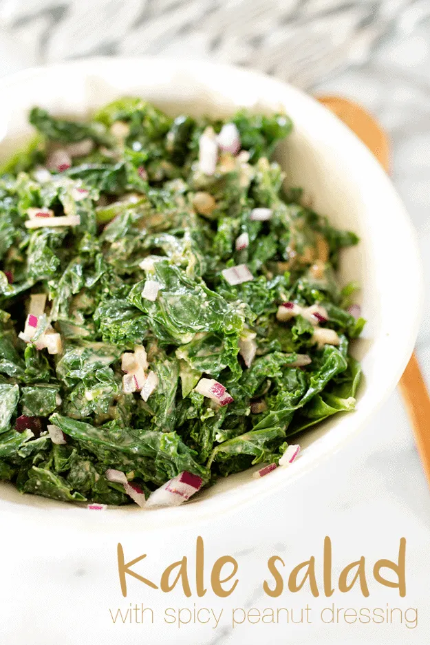 Kale Salad with a Spicy Peanut Dressing