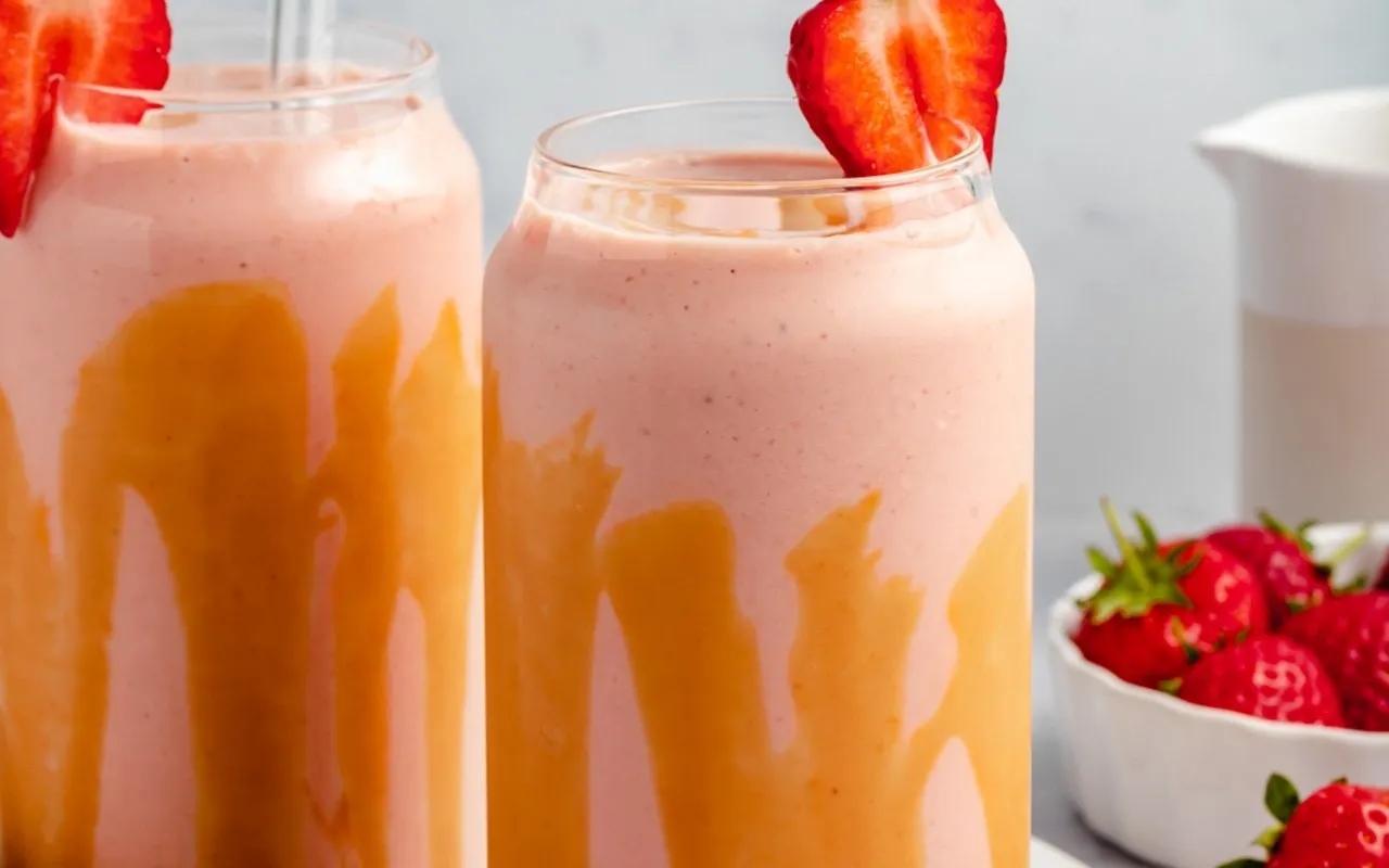 Knock You Naked Peanut Butter Strawberry Banana Smoothie