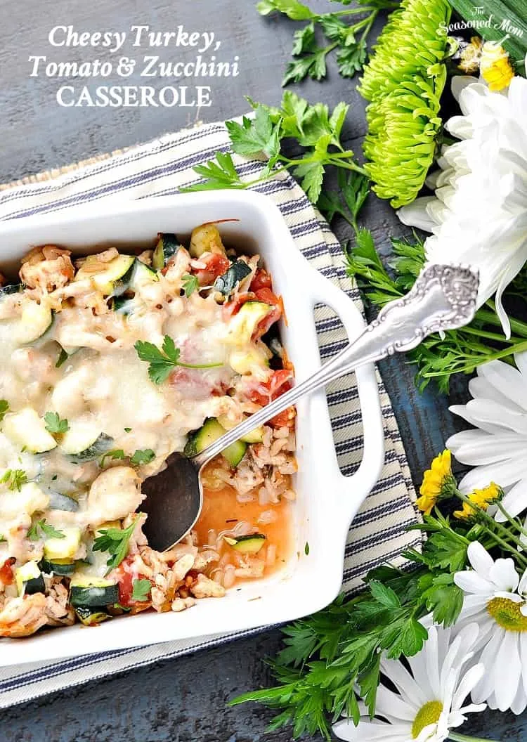 Aunt Bee's Cheesy Turkey, Tomato and Zucchini Casserole