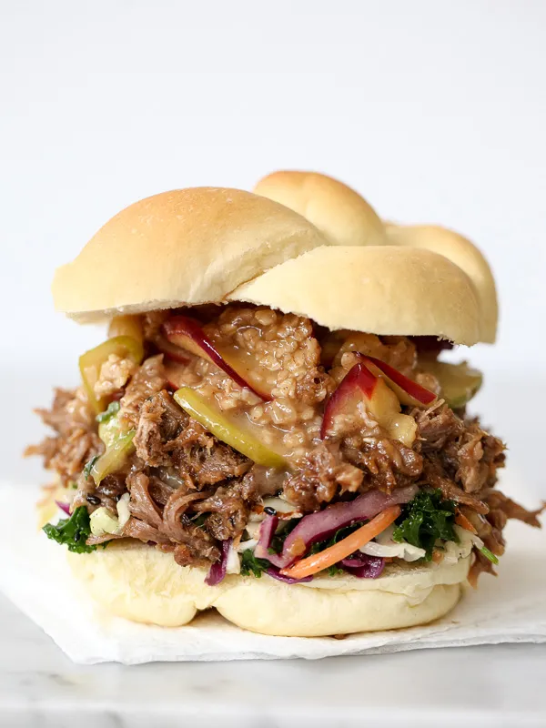 Korean Pulled Pork Sandwiches with Caramel Apple Crumble