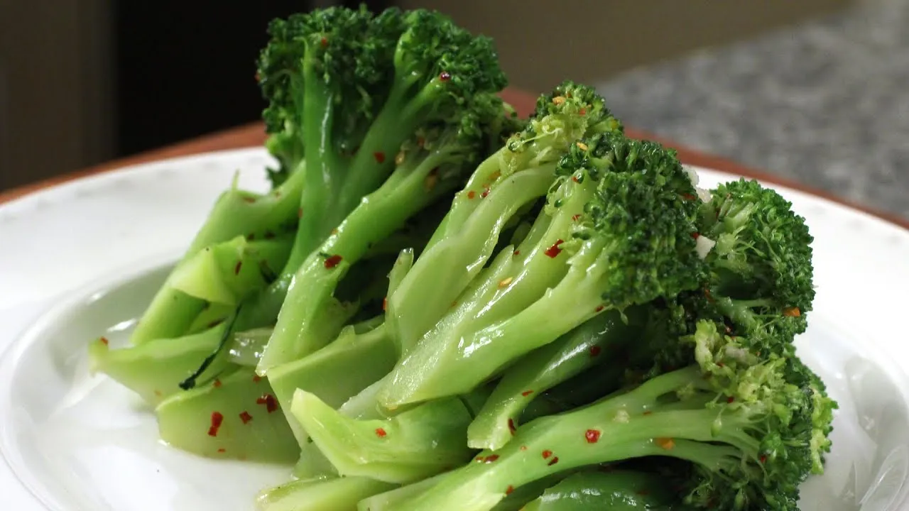 Korean style steamed broccoli salad