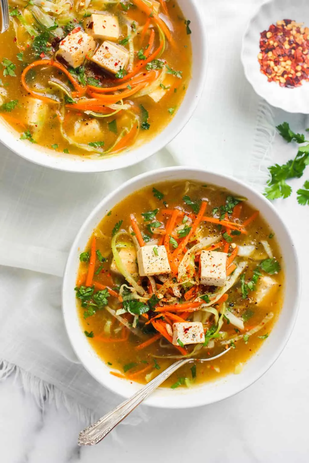 Lemon Coriander Soup with Tofu Recipe