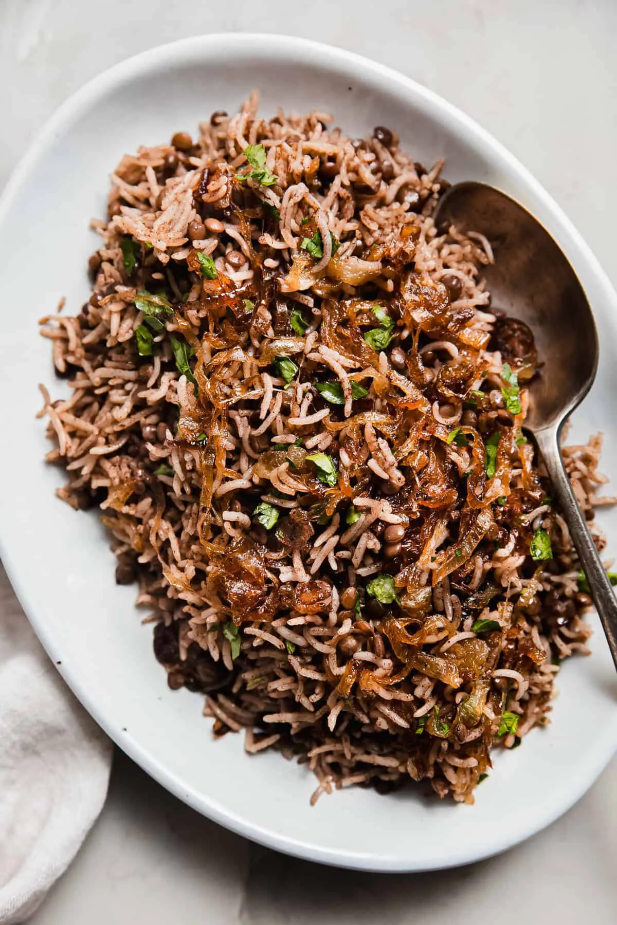 Lentil Rice Pilaf with Caramelized Onions