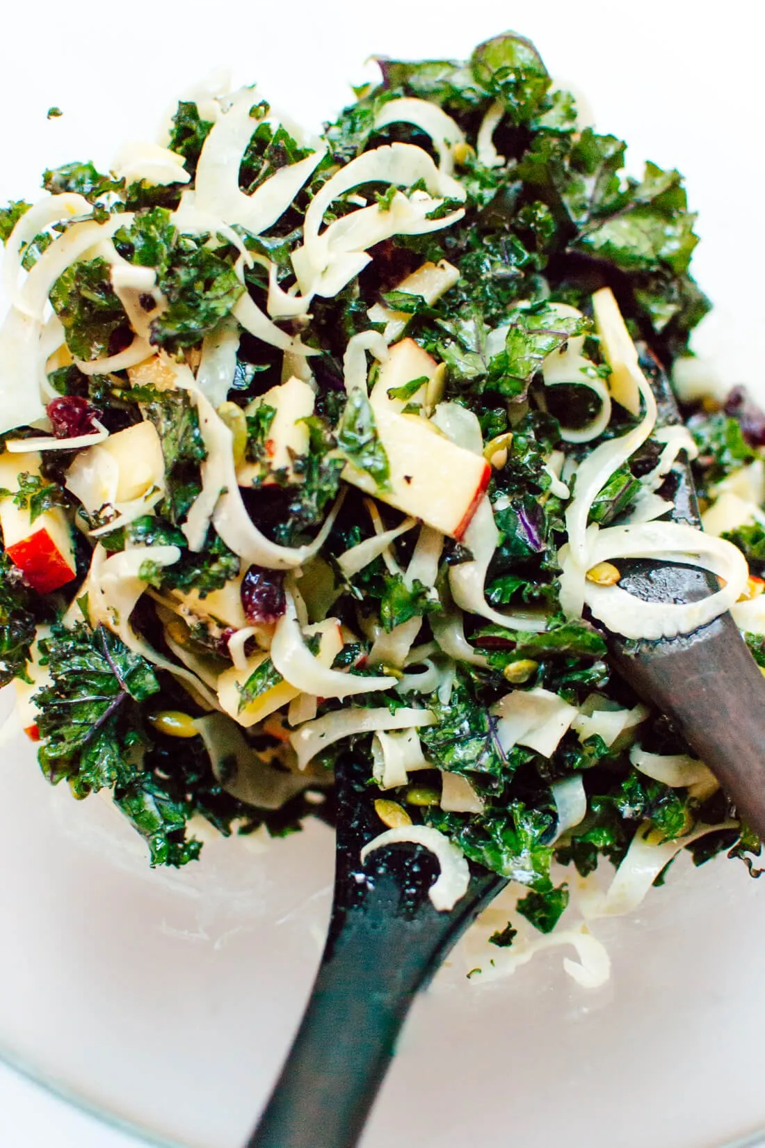 Autumn Kale Salad with Fennel, Honeycrisp and Goat Cheese