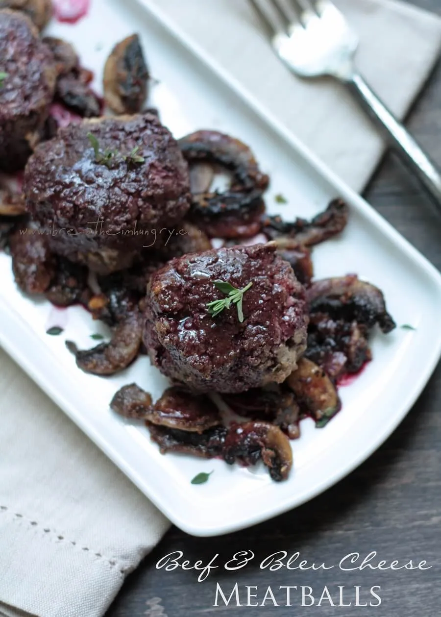 Low Carb Beef & Blue Cheese Meatballs w/ Red Wine Sauce