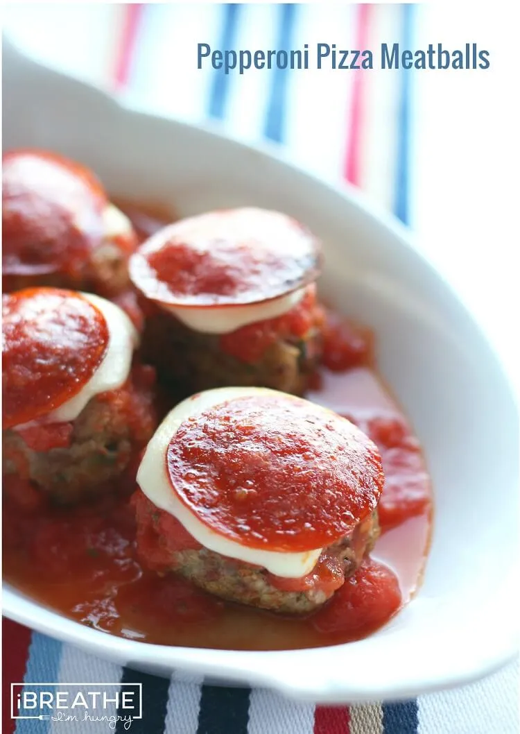 Low Carb Pepperoni Pizza Meatballs