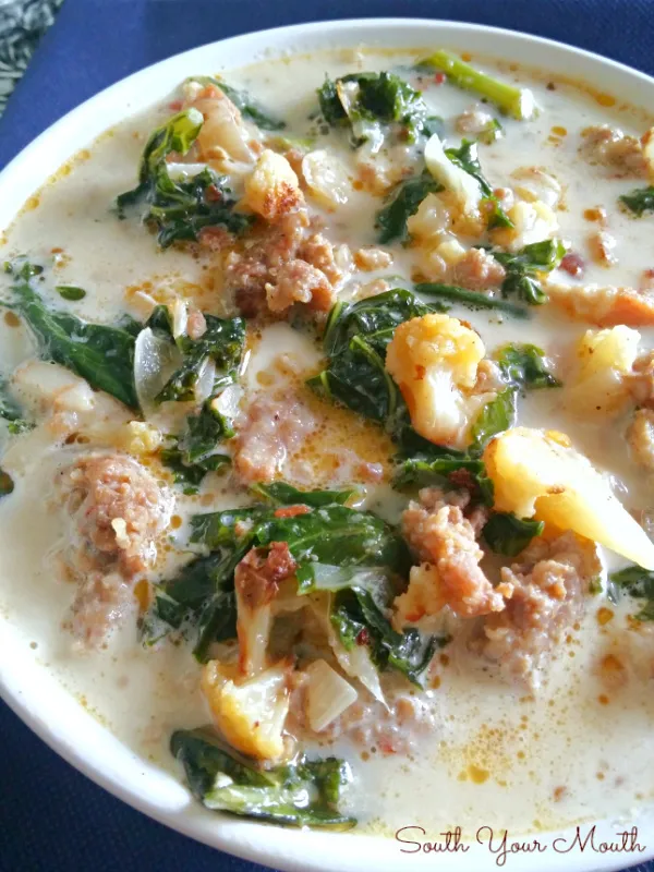 Low Carb Zuppa Toscana with Roasted Cauliflower
