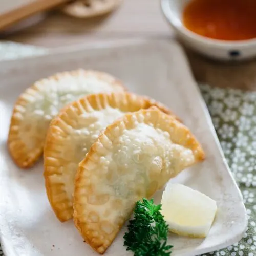 Avocado and Prawn filled deep fried gyoza 揚げ餃子