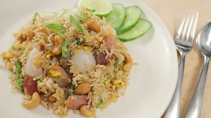 Lychee Fried Rice w/ Chinese BBQ Pork ข้าวผัดลิ้นจี่หมูแดง