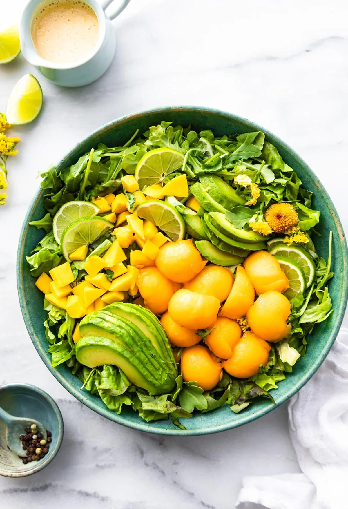 Melon Mango Avocado Salad with Melon Dressing