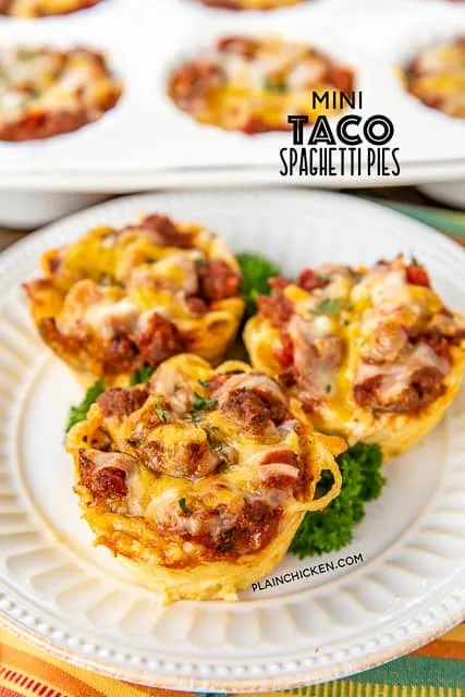 Mini Taco Spaghetti Pies