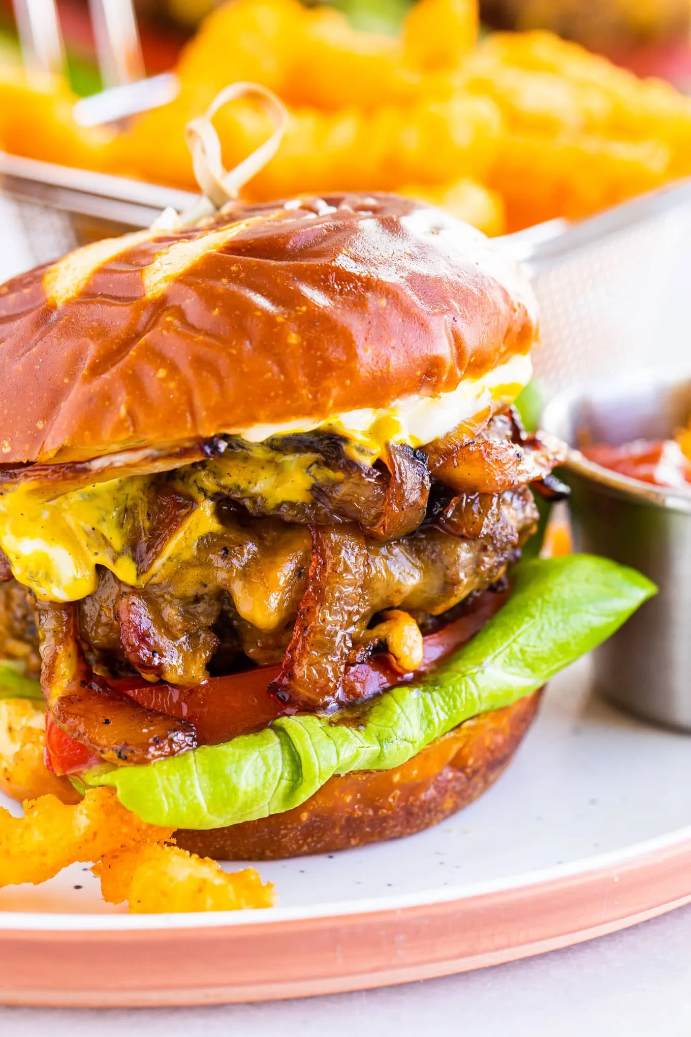 Bacon Burgers with Maple Bourbon Caramelized Onions