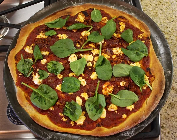 Bacon, Spinach and Goat Cheese Pizza