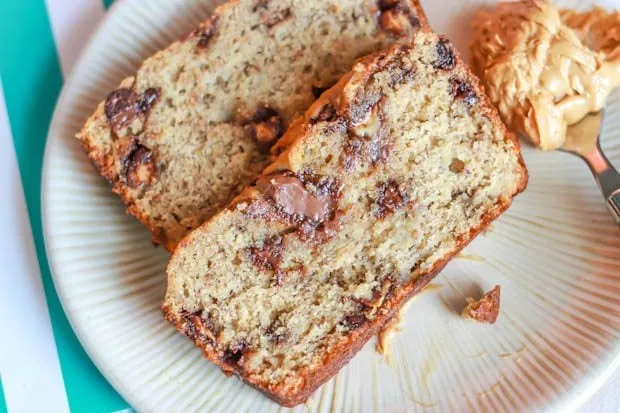 Nutella Swirled Peanut Butter Banana Bread