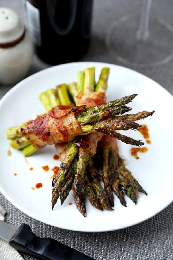 Bacon Wrapped Asparagus With Honey Miso Glaze