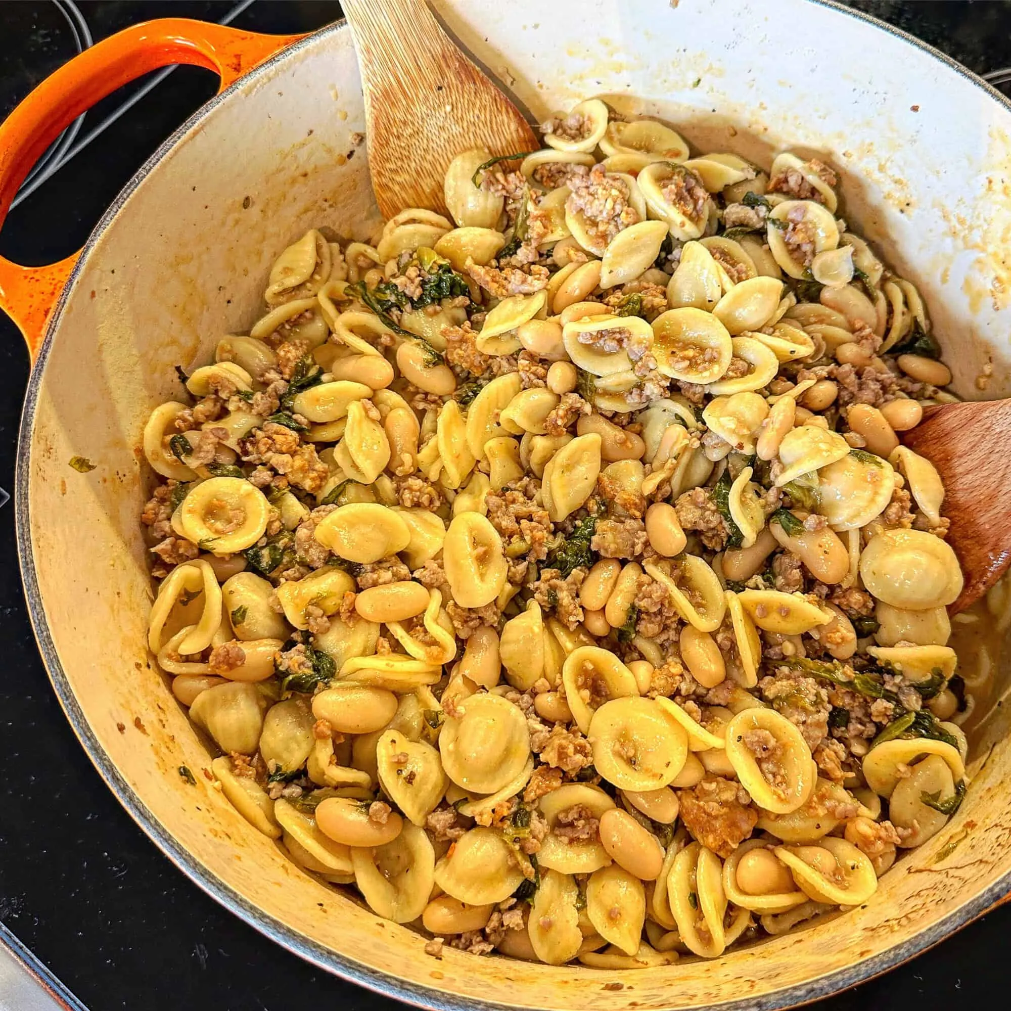 One Pot Sausage, Bean & Escarole Pasta