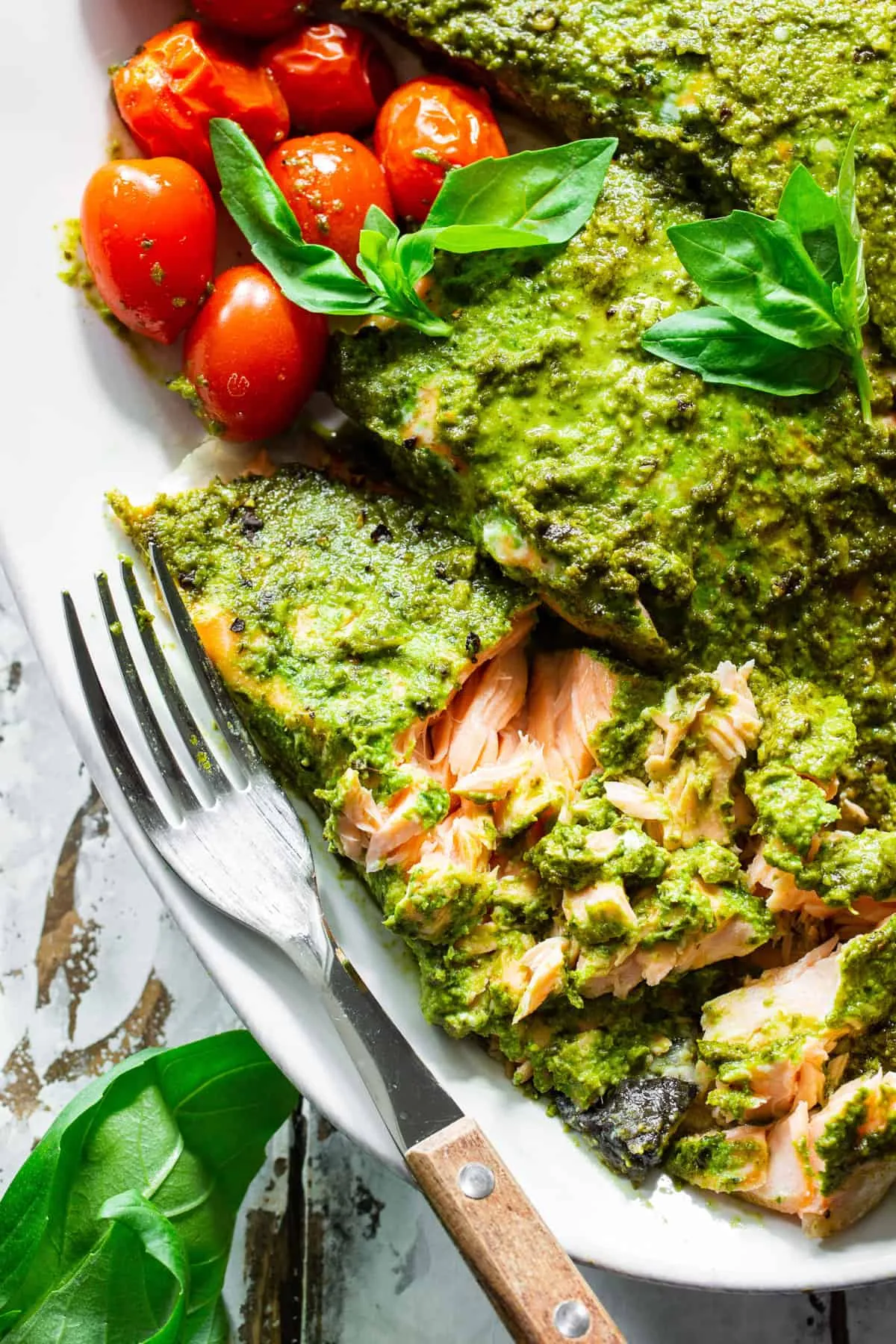 Pesto Baked Salmon {Paleo, Whole30}